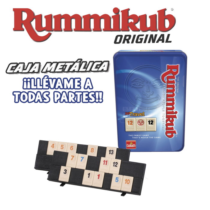 Bizak Rummikub Original - Jeu de chiffres de voyage en boîte métallique - Version de qualité