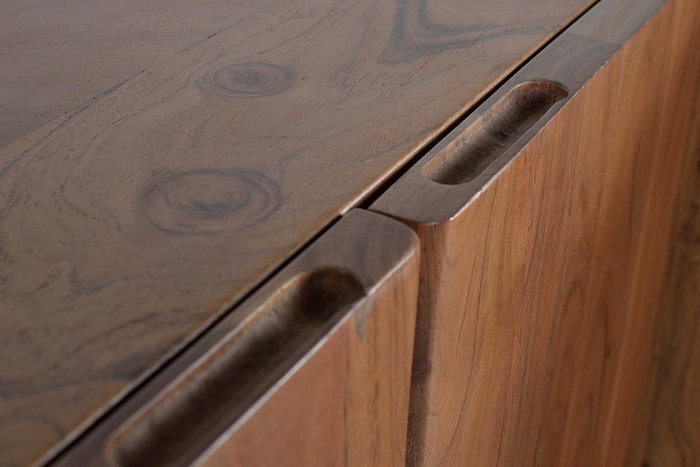 GINER Y COLOMER Buffet en Acacia et Métal 6 Portes avec Étagères - 74x220x45 cm (Couleur Naturel)