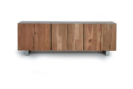GINER Y COLOMER Buffet en Acacia et Métal 6 Portes avec Étagères - 74x220x45 cm (Couleur Naturel)