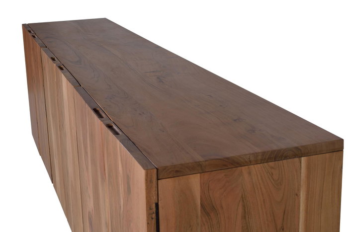 GINER Y COLOMER Buffet en Acacia et Métal 6 Portes avec Étagères - 74x220x45 cm (Couleur Naturel)