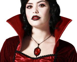Collier avec pierre rouge et détails gothiques pour déguisements