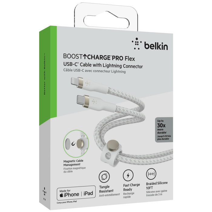 Belkin Flex Câble USB-C vers Lightning 3m Blanc Belkin Flex Câble USB-C vers Lightning 3m Blanc