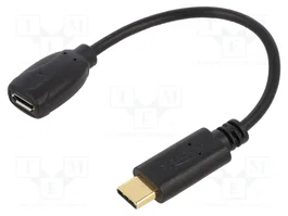 DELOCK Câble USB 2.0 Micro USB B vers USB C, 0,15m, Noir