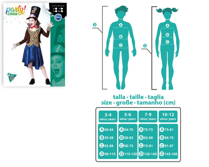 BigBuy Carnival Déguisement Chapelier Fou Marron Enfant 5-6 Ans