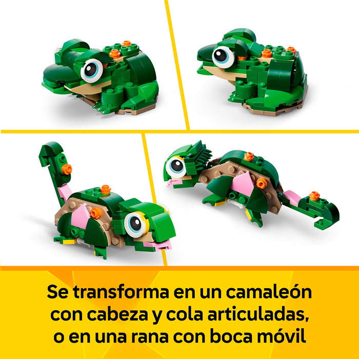 LEGO Creator 3-en-1 31377 - La Tortue et la Fleur de Nénuphar, Jouet de Construction 7 ans et plus, Transformable en Caméléon ou Grenouille
