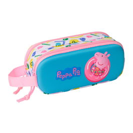 Trousse Fourre-Tout Double Peppa Pig Bleu Blanc Rose 21 x 8 x 6 cm 3D