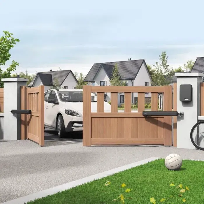 Avidsen Teha 410 - Motorisation pour portail battant à vérins - Moteur 24V pour portail jusqu'à 3.5 m et 300 kg - Livrée avec télécommandes, feu clignotant et photocellules