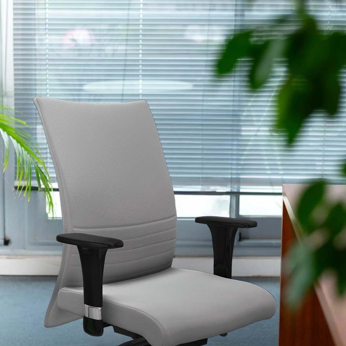 Piqueras Y Crespo Albacete Chaise de bureau confidente, Gris clair, mécanisme Sincro, Brazos 1D, Base blanche, Roues 65mm