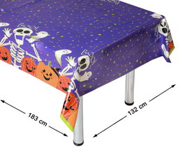 Nappe d'Halloween 183 x 132 cm avec design citrouilles et squelettes