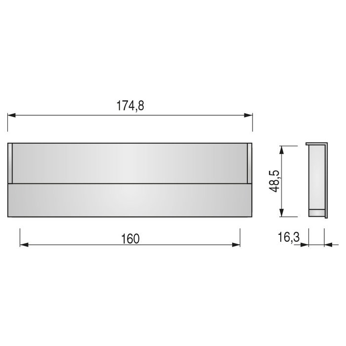 VIEFE Tirador en Zamak plat 160 mm avec finition Chrome