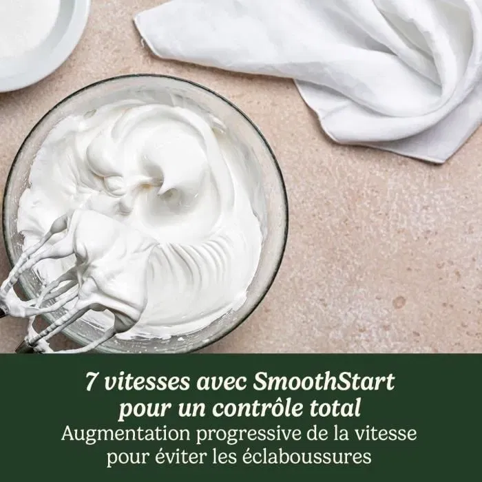 Cuisinart Batteur électrique HM7U/E Power Advantage, 200 W, 7 vitesses, blanc, avec accessoires en acier inoxydable