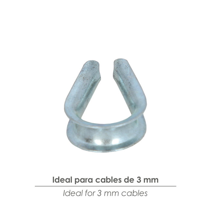 WOLFPACK LINEA PROFESIONAL Cosse-cœur zinguée pour câble 3 mm