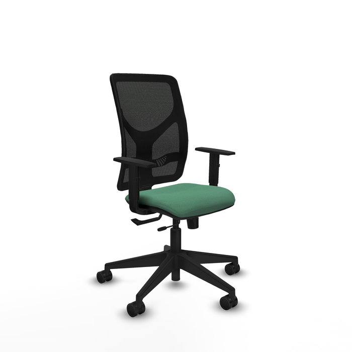 Chaise Motilla Synchrone/Traslack tissu Vert émeraude Maille Noir Base pyramidale noire Accoudoir 1D Sans appui-tête Roulettes 65mm nylon Chaise Motilla Synchrone/Traslack tissu Vert émeraude Maille Noir Base pyramidale noire Accoudoir 1D Sans appui-tête Roulettes 65mm nylon