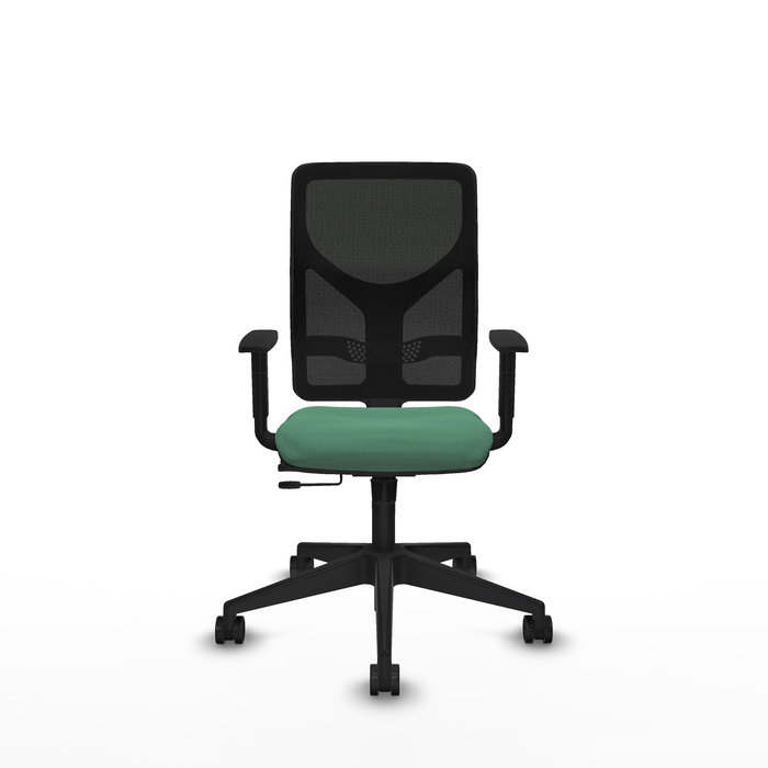 Chaise Motilla Synchrone/Traslack tissu Vert émeraude Maille Noir Base pyramidale noire Accoudoir 1D Sans appui-tête Roulettes 65mm nylon Chaise Motilla Synchrone/Traslack tissu Vert émeraude Maille Noir Base pyramidale noire Accoudoir 1D Sans appui-tête Roulettes 65mm nylon
