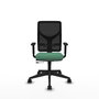 Chaise Motilla Synchrone/Traslack tissu Vert émeraude Maille Noir Base pyramidale noire Accoudoir 1D Sans appui-tête Roulettes 65mm nylon