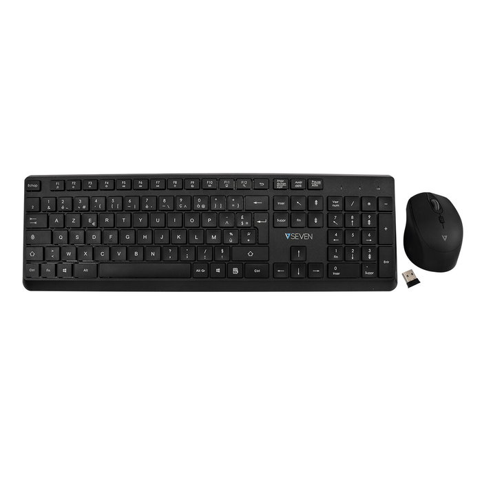 clavier et souris V7 CKW350FR Noir Français AZERTY