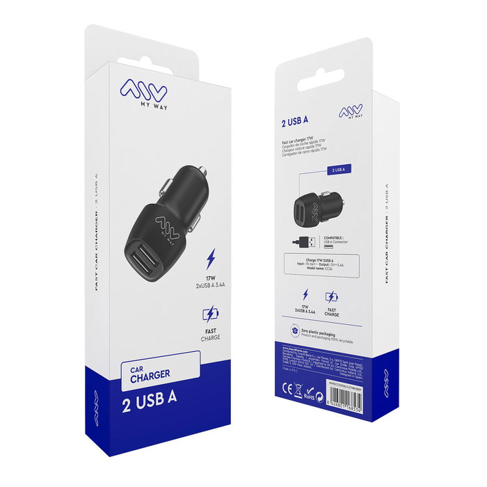 Chargeur de voiture Myway Noir 15 W