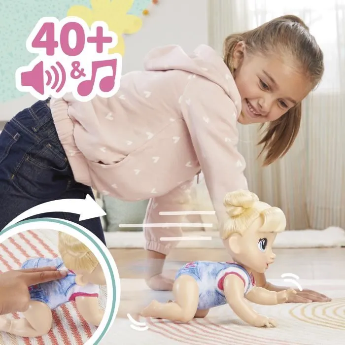 Baby Alive Harper Hugs Marche à 4 Pattes - Poupée électronique interactive de 27 cm qui marche, cheveux blonds - Jouet pour enfant fille et garçon à partir de 3 ans