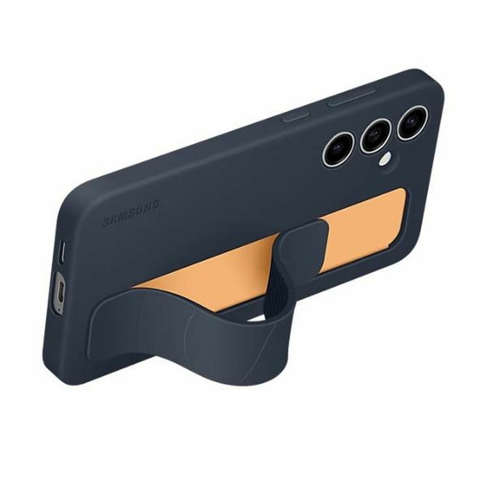 Samsung Coque en silicone avec lanière pour Samsung Galaxy S24 FE Bleu foncé
