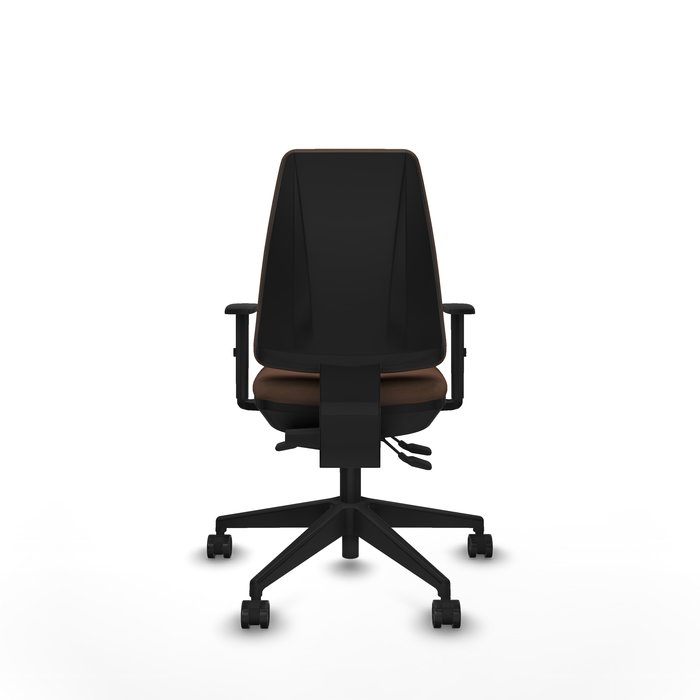 Chaise Elche Asynchrone Tissu Marron foncé Base pyramidale noire Accoudoir 1D Sans appui-tête Roulettes 65mm nylon Chaise Elche Asynchrone Tissu Marron foncé Base pyramidale noire Accoudoir 1D Sans appui-tête Roulettes 65mm nylon