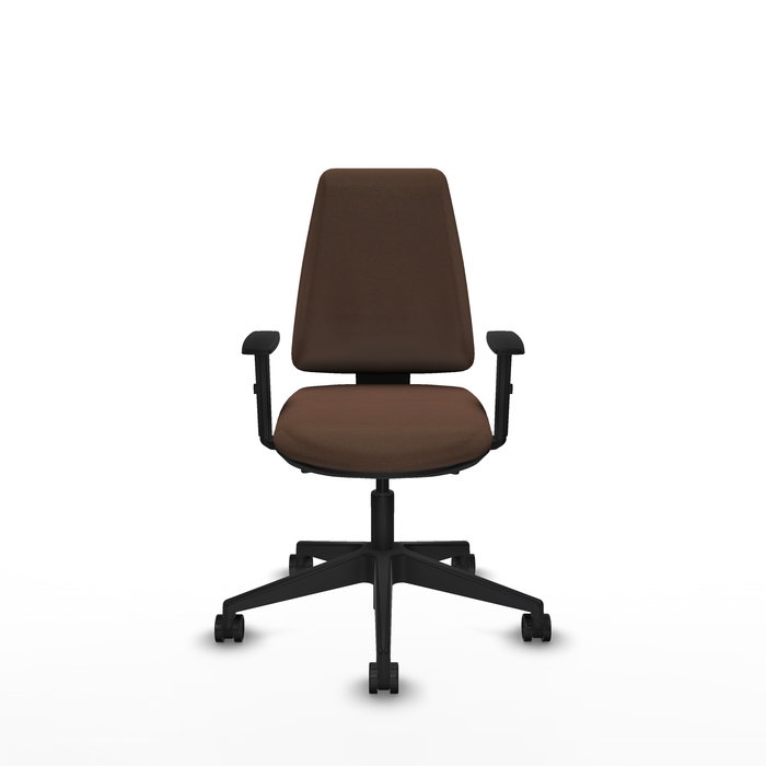 Chaise Elche Asynchrone Tissu Marron foncé Base pyramidale noire Accoudoir 1D Sans appui-tête Roulettes 65mm nylon Chaise Elche Asynchrone Tissu Marron foncé Base pyramidale noire Accoudoir 1D Sans appui-tête Roulettes 65mm nylon