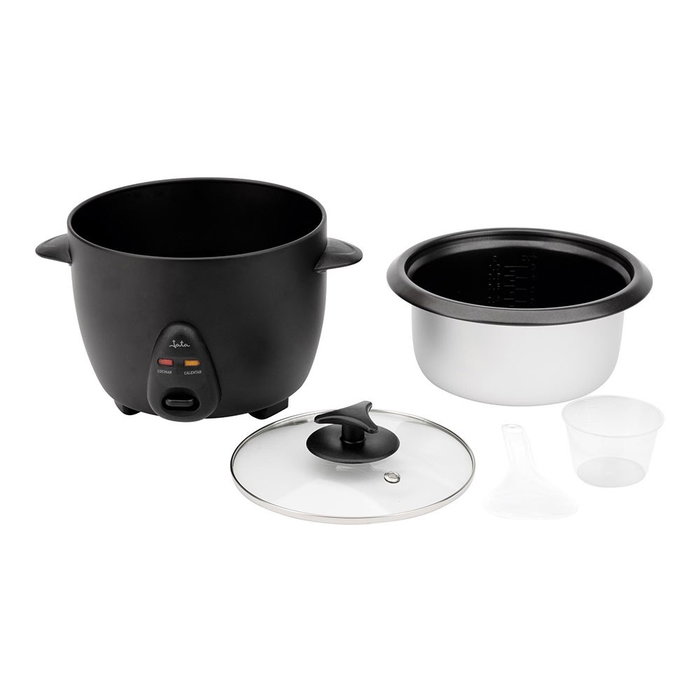 Jata Hogar Cuiseur à riz électrique 900 W 2,2 L noir Ø29 x 29 cm avec vitre trempée et antiadhésif