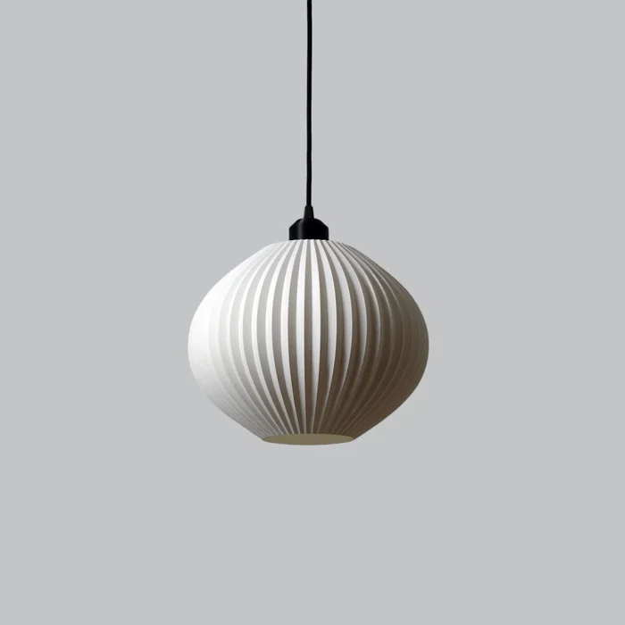 Lampe Suspendue Idali Blanc/Fleurs Noir/Câble Noir