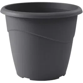 Eda MARINA - Pot de fleurs rond non percé en polypropylène injecté, 23 L, Ø 40 x H 33.7 cm, gris anthracite, usage intérieur et extérieur, résistant au gel et aux UV