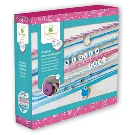 SYCOMORE Atelier de bijoux - Coffret créatif Bracelets d'amitié Kumihimo technique japonaise, avec disques, fils coton, perles et breloques - Dès 7 ans