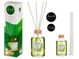 Acorde Mikado 100 ml avec tige verte lime 5,5x21,3x5,5 cm verre bois parfum d'ambiance (Set de 12)