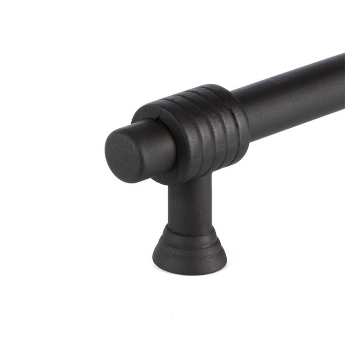 HERRAJES ALK - Tiradeur ou poignée de tiroir en zamak modèle Bru, avec finition noire et inserts en cuir noir