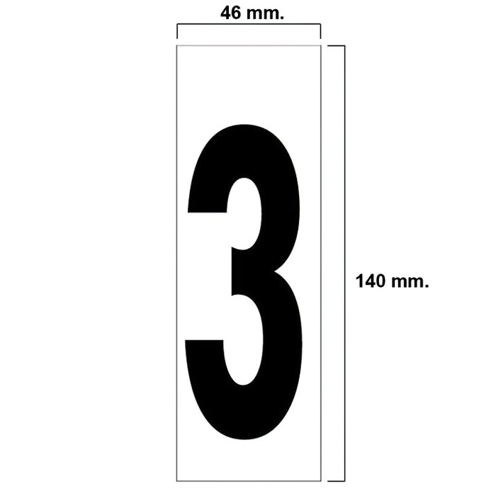 WOLFPACK LINEA PROFESIONAL Numéro Adhésif n° 3, 46x140 mm WOLFPACK LINEA PROFESIONAL Numéro Adhésif n° 3, 46x140 mm