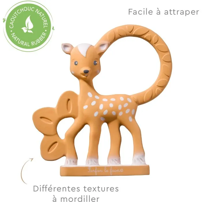 Sophie La Girafe - Anneau de dentition Fanfan le Faon en caoutchouc naturel avec textures variées pour soulager les gencives de bébé