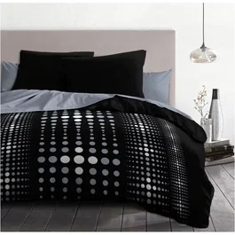 Home Linge Passion Parure de couette en microfibre - Housse 240x260 cm + 2 taies 63x63 cm - Noir sobre et élégante