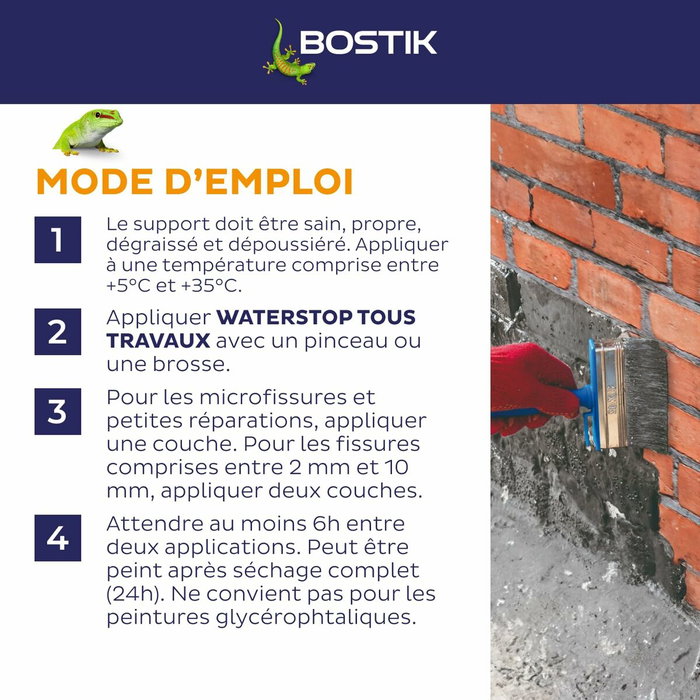 Bostik Waterstop Membrane d'étanchéité, Seau 6 kg, Blanc