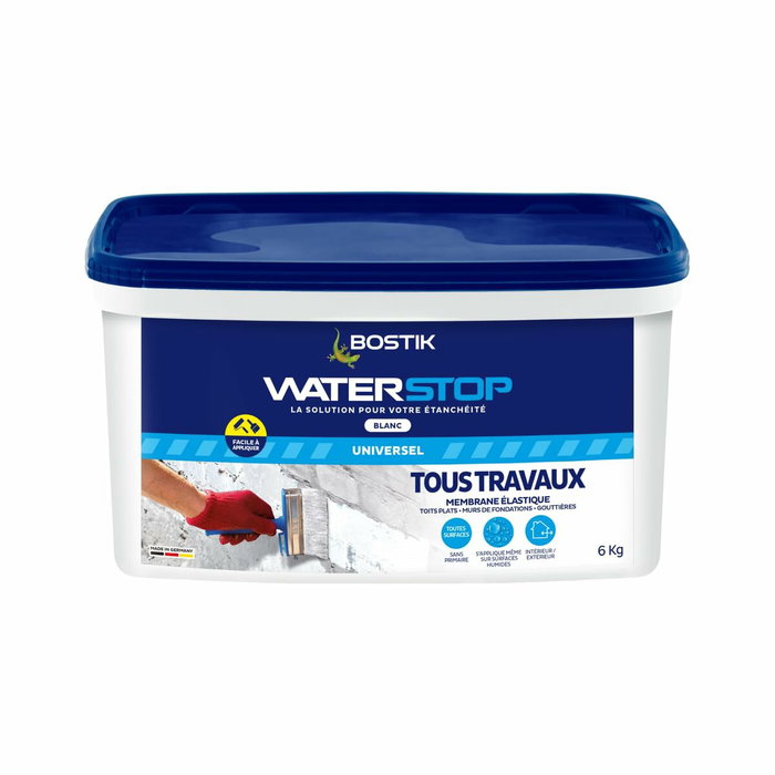 Bostik Waterstop Membrane d'étanchéité, Seau 6 kg, Blanc