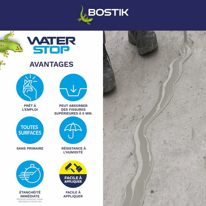 Bostik Waterstop Membrane d'étanchéité, Seau 6 kg, Blanc