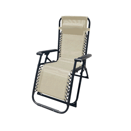 Marbueno Tumbona Plegable Acero avec Coffre Jardin et Piscine 90x65x108 cm Gravedad Cero Beige 10005