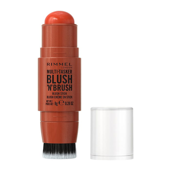 Rimmel London Blush 'n' Brush Multi-Tâches Stick n°300 - Teinte Presque daim - Fard à Joues Crémeux avec Pinceau - 8 g