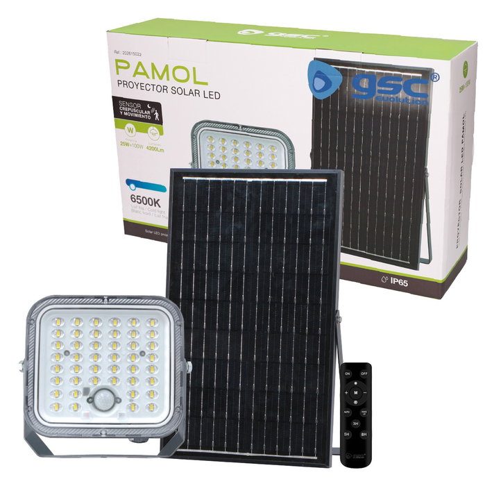 GSC Evolution Projecteur solaire LED Pamol 100W, Noir GSC Evolution Projecteur solaire LED Pamol 100W, Noir