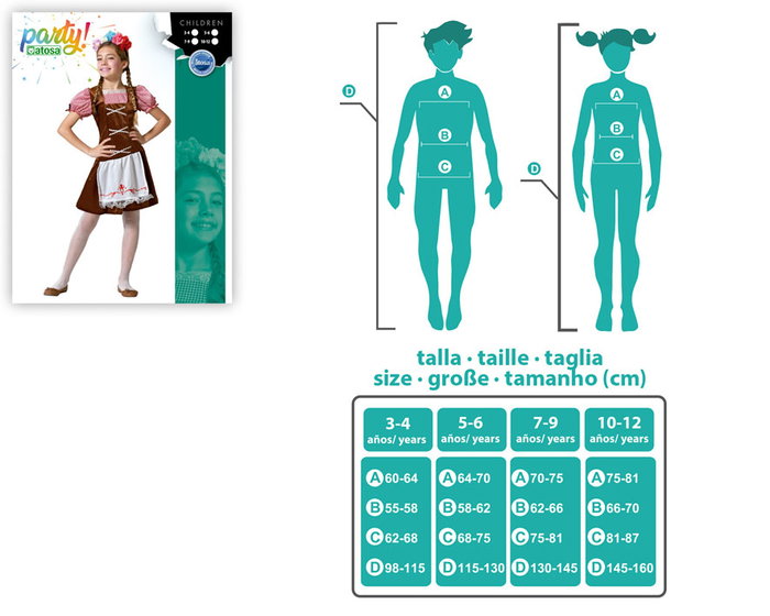 Déguisement Fille Allemande Marron Taille 5-6 Ans - Costume Carnaval et Anniversaire en Polyester