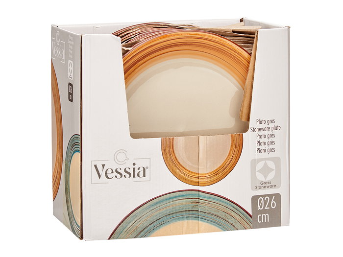 Vessia Assiette Plate Grès Céramique Marron 27 cm (Set de 24)