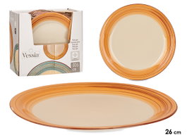 VESSIA Plat plat en grès CENEFA 3D Beige-Marron 27cm