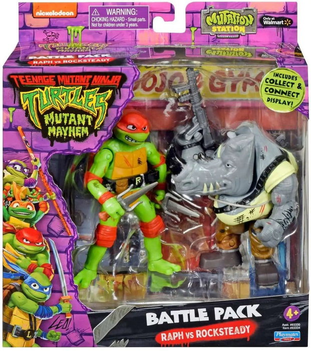 Playmates Ninja Turtles: Teenage Years Battle Pack figurines Raphael vs. Rocksteady 11 cm