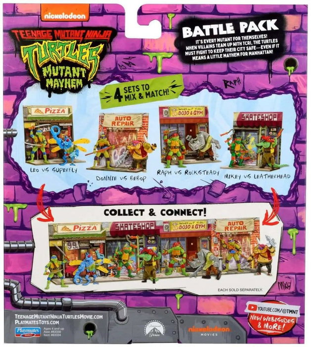 Playmates Ninja Turtles: Teenage Years Battle Pack figurines Raphael vs. Rocksteady 11 cm