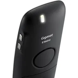Gigaset E560A Téléphone DECT sans fil Noir/Argent avec Répondeur, Grand écran et Touches, Compatible Aides Auditives