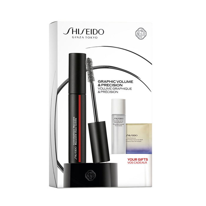 Shiseido Étui de Masque ControlledChaos 3 pièces - Mascara Volume Longueur 24h + Démaquillant + Masque Contour des Yeux