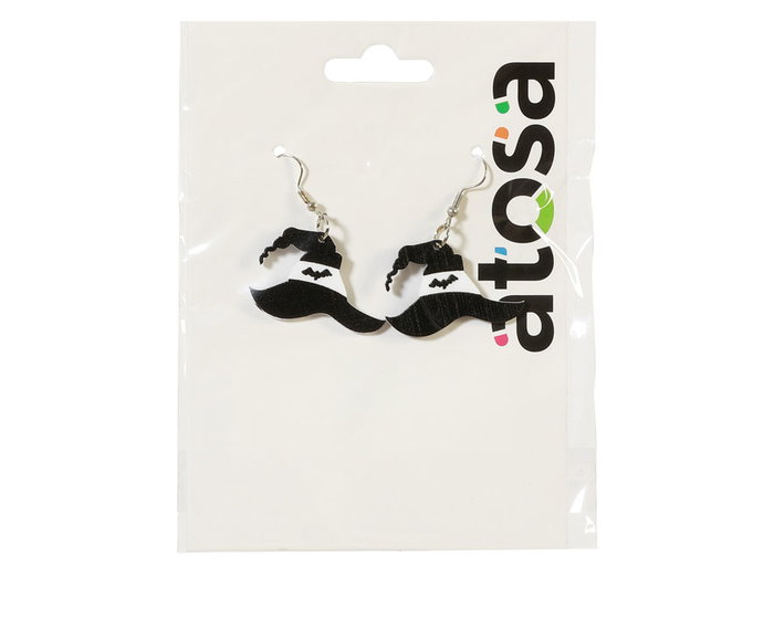 Boucles d'oreilles sorcière avec design magique pour Halloween - Accessoire de costume et déguisement