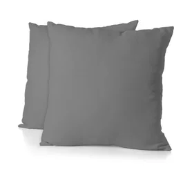 Home Linge Passion Lot de 2 taies d'oreiller 63x63 cm Microfibre 82 g Gris anthracite