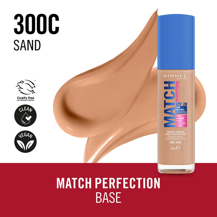 Rimmel London MATCH PERFECTION Fond de teint n° 300 Sable 30 ml Rimmel London MATCH PERFECTION Fond de teint n° 300 Sable 30 ml